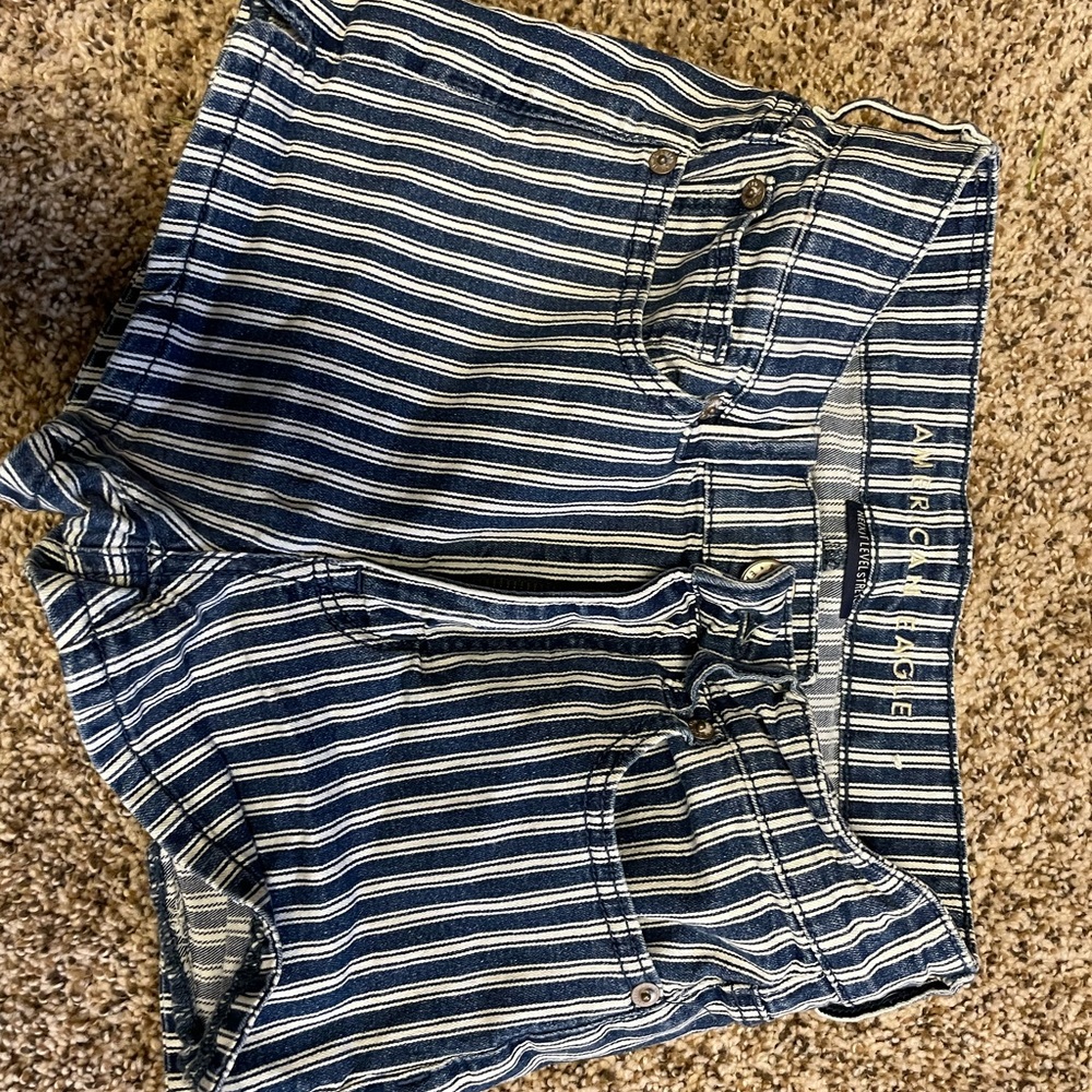 American Eagle Blue & white shorty shorts